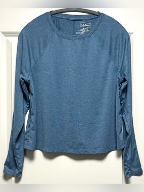 EUC LL Bean Womens Movement Long Sleeve Tee 523746 Hiking Summer Heather Blue M